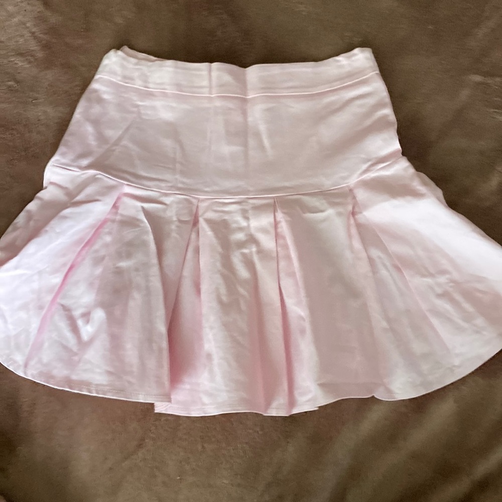 Baby pink pleated mini skirt